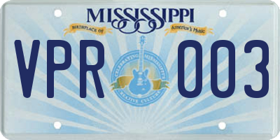 MS license plate VPR003