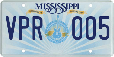 MS license plate VPR005