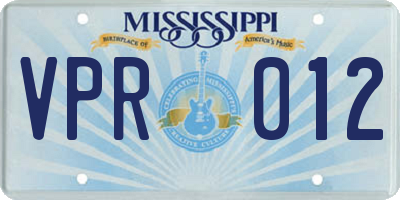 MS license plate VPR012