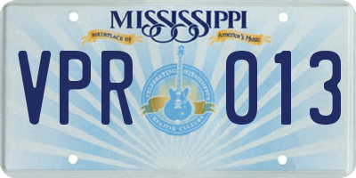 MS license plate VPR013
