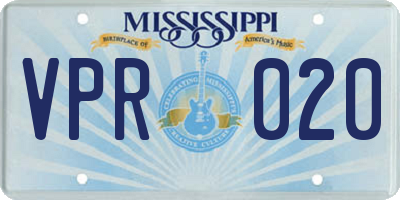 MS license plate VPR020