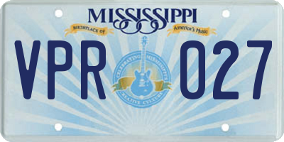 MS license plate VPR027