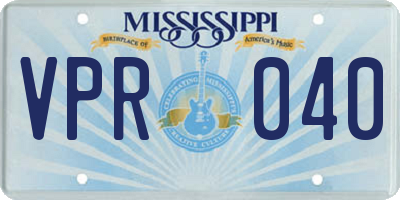 MS license plate VPR040