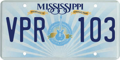 MS license plate VPR103