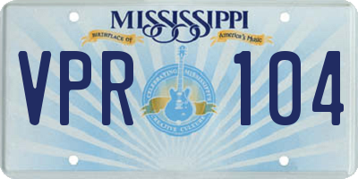 MS license plate VPR104