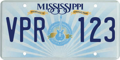 MS license plate VPR123