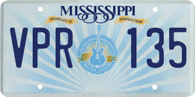 MS license plate VPR135