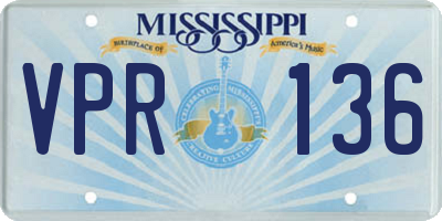 MS license plate VPR136