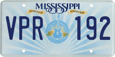 MS license plate VPR192