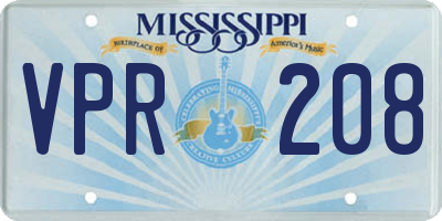 MS license plate VPR208