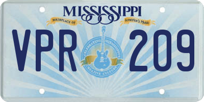 MS license plate VPR209