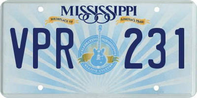 MS license plate VPR231