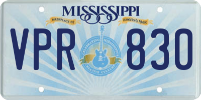 MS license plate VPR830