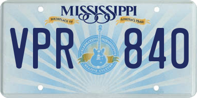 MS license plate VPR840