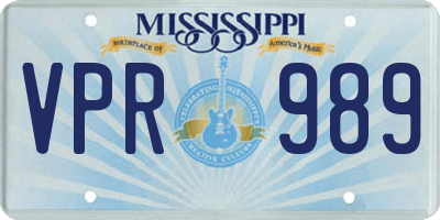 MS license plate VPR989