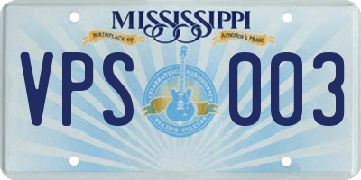 MS license plate VPS003