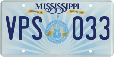MS license plate VPS033