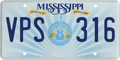 MS license plate VPS316