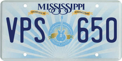 MS license plate VPS650