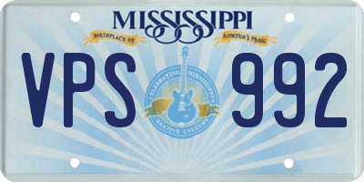 MS license plate VPS992