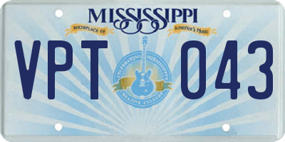 MS license plate VPT043