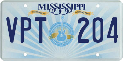 MS license plate VPT204