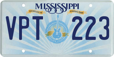 MS license plate VPT223