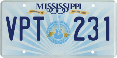MS license plate VPT231