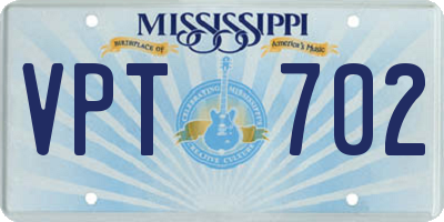 MS license plate VPT702