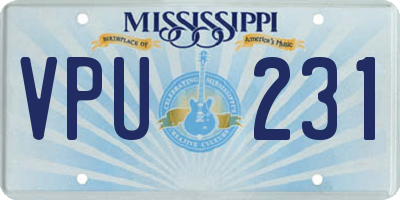 MS license plate VPU231