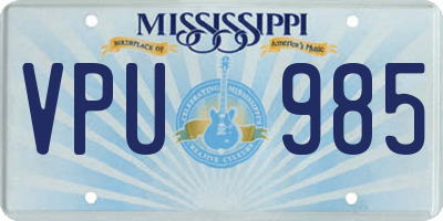 MS license plate VPU985