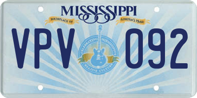 MS license plate VPV092