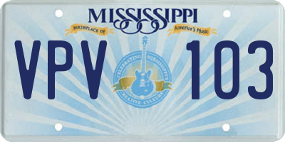MS license plate VPV103