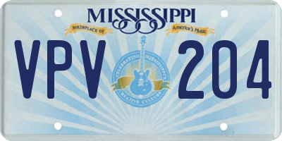 MS license plate VPV204