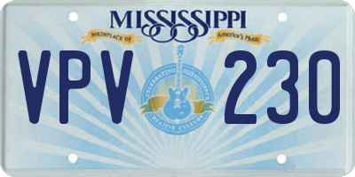 MS license plate VPV230