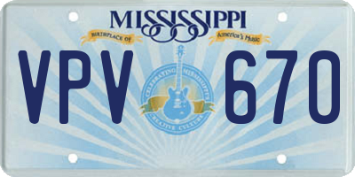 MS license plate VPV670