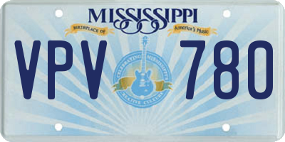 MS license plate VPV780