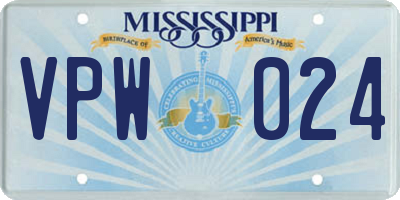 MS license plate VPW024