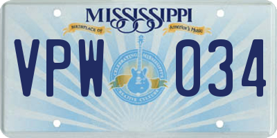 MS license plate VPW034