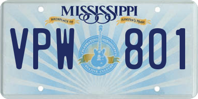 MS license plate VPW801