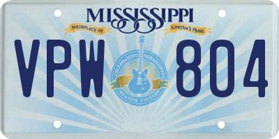 MS license plate VPW804