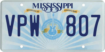 MS license plate VPW807