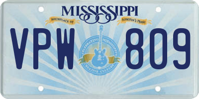 MS license plate VPW809