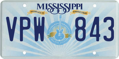 MS license plate VPW843