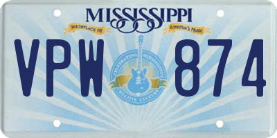 MS license plate VPW874