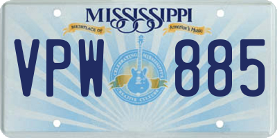 MS license plate VPW885