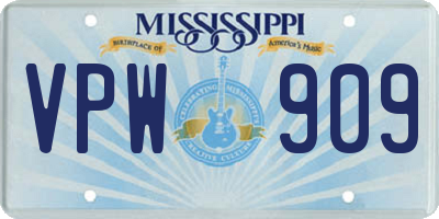 MS license plate VPW909