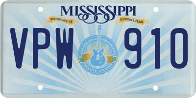 MS license plate VPW910