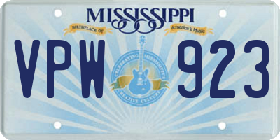 MS license plate VPW923