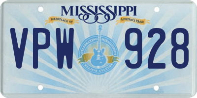 MS license plate VPW928